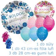 Boldog születésnapot konfettis héliumos luficsokor