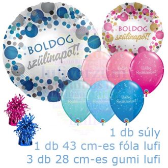 Boldog születésnapot konfettis héliumos luficsokor
