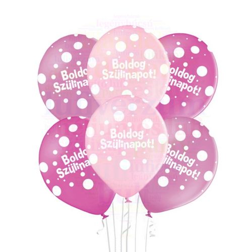 28 cm-es Boldog Születésnapot Pink Pöttyös Lufi darabra