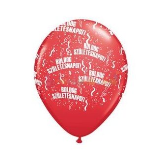 28 cm-es Boldog Születésnapot Piros Lufi  darabra