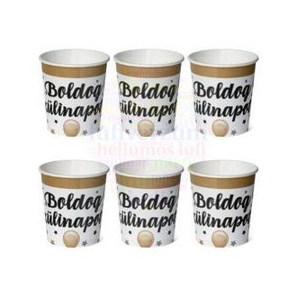   Boldog Szülinapot! Elegáns Léggömbös Parti Papír Pohár - 250 ml, 6 db-os