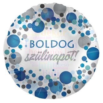 Boldog Szülinapot! Kék Pasztell Konfettis Fólia Lufi