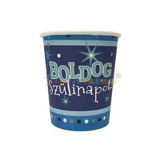 Boldog Szülinapot Kék Parti Pohár - 250 ml, 6 db-os
