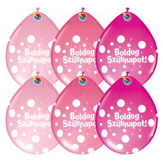   Boldog Szülinapot Big Polka Dots Neck Up Lufi Lányos Színekben 28 cm-es (6 db/csomag)