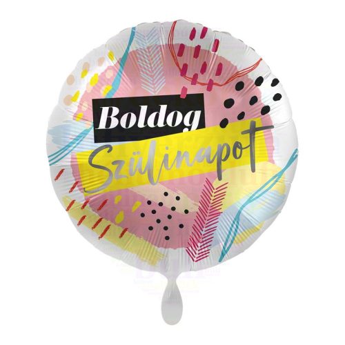 Boldog születésnapot pasztel foltos fólia lufi - 45 cm