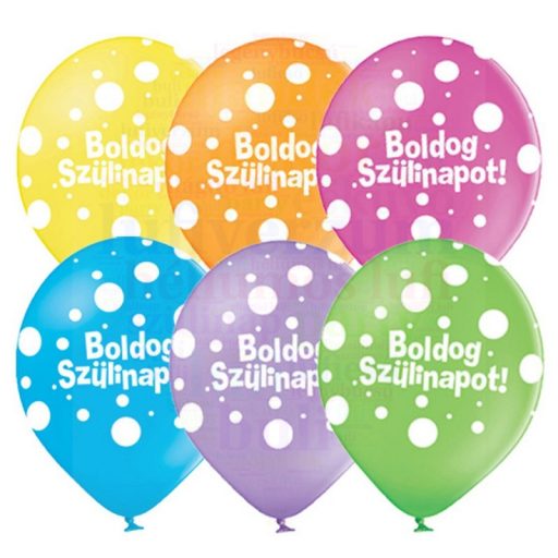 28 cm-es Boldog Születésnapot Lufi darabra - Vegyes színek