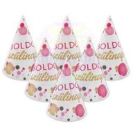   Boldog Szülinapot! Rózsaszín Pasztell Konfettis Parti Csákó - 6 db-os