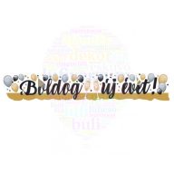   Boldog Új Évet! Elegáns Léggömbös Banner - 148 cm x 27 cm