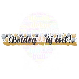   Boldog Új Évet! Elegáns Léggömbös Banner - 148 cm x 27 cm