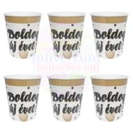   Boldog Új Évet! Elegáns Léggömbös Parti Papír Pohár - 250 ml, 6 db-os