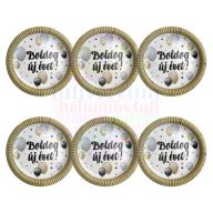   Boldog Új Évet! Elegáns Léggömbös Szilveszteri Parti Papír Tányér, 23 cm-es, 6 db-os