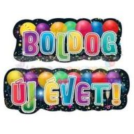   Boldog Új Évet! Feliratú SzilveszterBanner - 135 cm x 28 cm