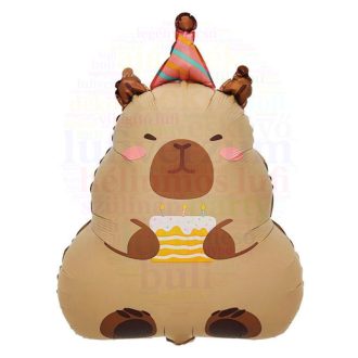 Cuki Capibara tortával fólia lufi - 70 cm