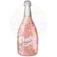 Cheers Feliratú Rózsaszín Pezsgősüveg Fólia Lufi 86 cm