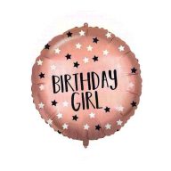 Csillag Mintás Birthday Girl Szülinapi Fólia Lufi - 45 cm
