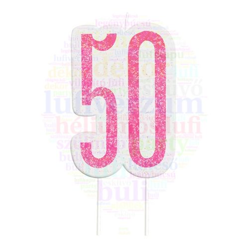 Csillámos pink szülinapi számgyertya - 50