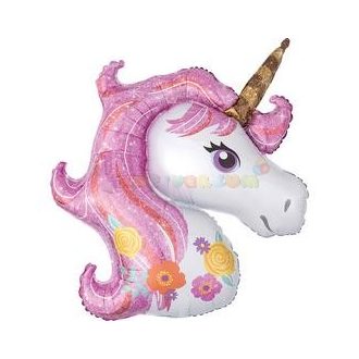 Csillogó Unikornis - Egyszarvú fólia léggömb - 83 cm