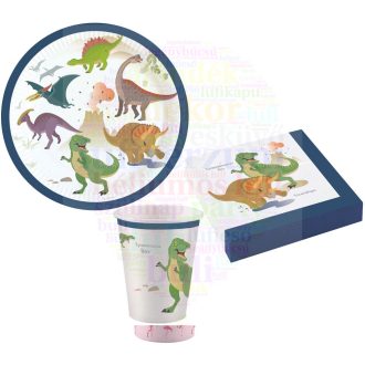 Dinoszaurusz party szett 36 db-os 18 cm-es tányérral