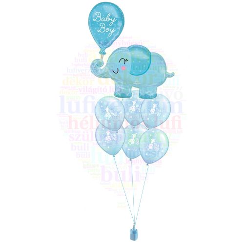 Elefántos héliumos luficsokor babaváróra - fiú
