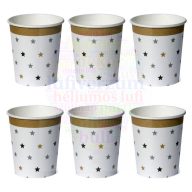 Elegáns Csillagos Parti Papír Pohár - 250 ml, 6 db-os