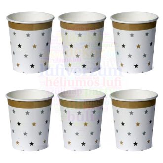 Elegáns Csillagos Parti Papír Pohár - 250 ml, 6 db-os