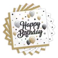   Elegáns Léggömbös Happy Birthday Szülinapi Parti Szalvéta - 33 cm x 33 cm, 20 db-os