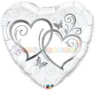 Entwined Hearts Silver Esküvői Szív Fólia Lufi 91 cm