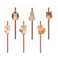 Erdei állatok szívószál 6 db-os 19,5 cm