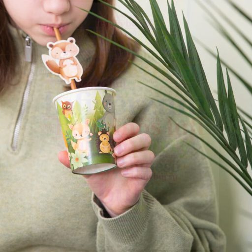 Erdei állatok szívószál 6 db-os 19,5 cm