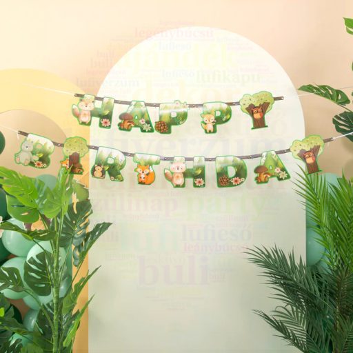 Erdei állatok szülinapi felirat 210 x 16 cm