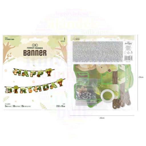Erdei állatok szülinapi felirat 210 x 16 cm