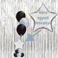 Ezüst csillagos asztaldísz 3 db héliumos lufival