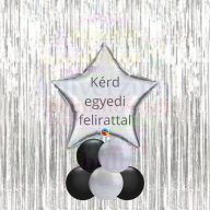 Ezüst csillagos asztaldísz lufi dekoráció 