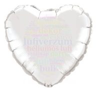 Ezüst - Szív Fólia Léggömb 45 cm