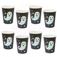   Fekete Ezüst Szellem Mintás Papír Parti Pohár - 250 ml, 8 db-os