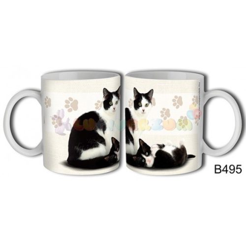Fekete-fehér macska – Cicás bögre