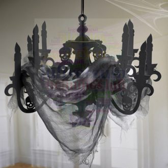   Fekete Koponyás Csillár Dekoráció Halloween-ra - 41 cm x 58 cm