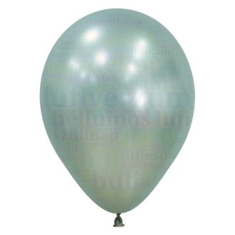 28 cm-es Menta Zöld KRÓM hatású Léggömb Darabra
