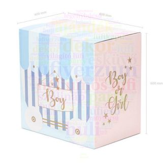   Gender Party Box /Fiú vagy Lány? Babaváró Mintás Ajándékdoboz Lufinak