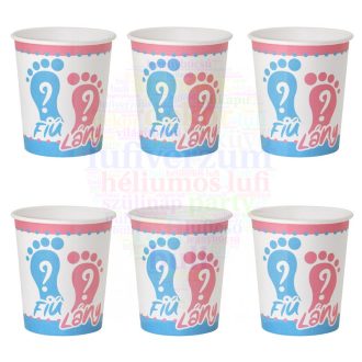  Fiú vagy Lány Babaváró Parti Papír Pohár - 250 ml, 6 db-os