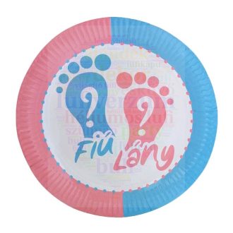 Fiú vagy Lány Babaváró Parti Tányér, 23 cm, 6 db-os