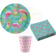 Flamingo Paradise party szett 36 db-os 23 cm-es tányérral