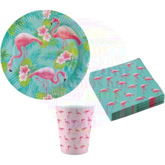 Flamingo Paradise party szett 36 db-os 23 cm-es tányérral