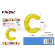 Arany színű, betű alakú fólia léggömb - C