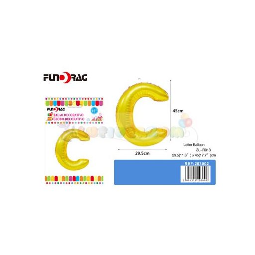Arany színű, betű alakú fólia léggömb - C