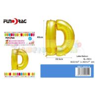 Arany színű, betű alakú fólia léggömb - D