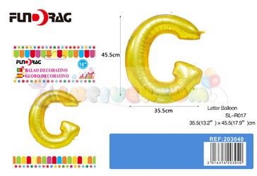 Arany színű, betű alakú fólia léggömb - G