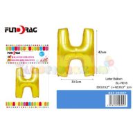 Arany színű, betű alakú fólia léggömb - H