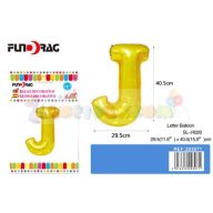 Arany színű, betű alakú fólia léggömb - J