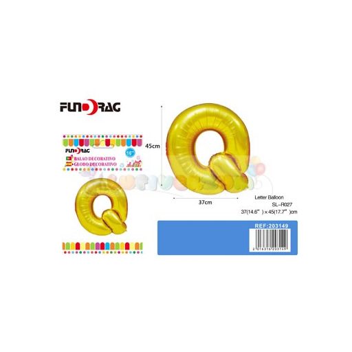 Arany színű, betű alakú fólia léggömb - Q